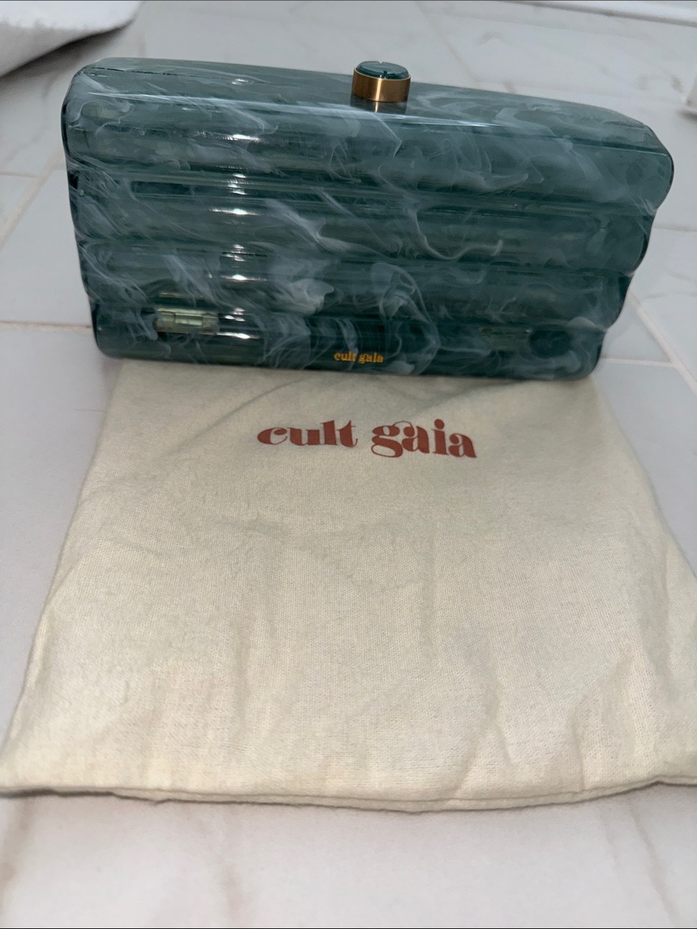 Cult Gaia Blue Enid Acrylic Clutch